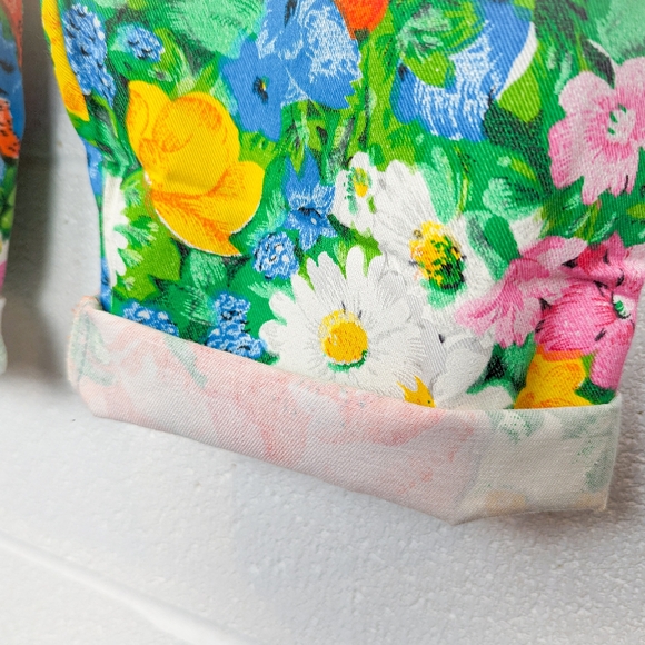 Vintage Free Size Rare NWT 100% Cotton Floral Pants Paper Bag High Rise En Trac - Picture 7 of 13